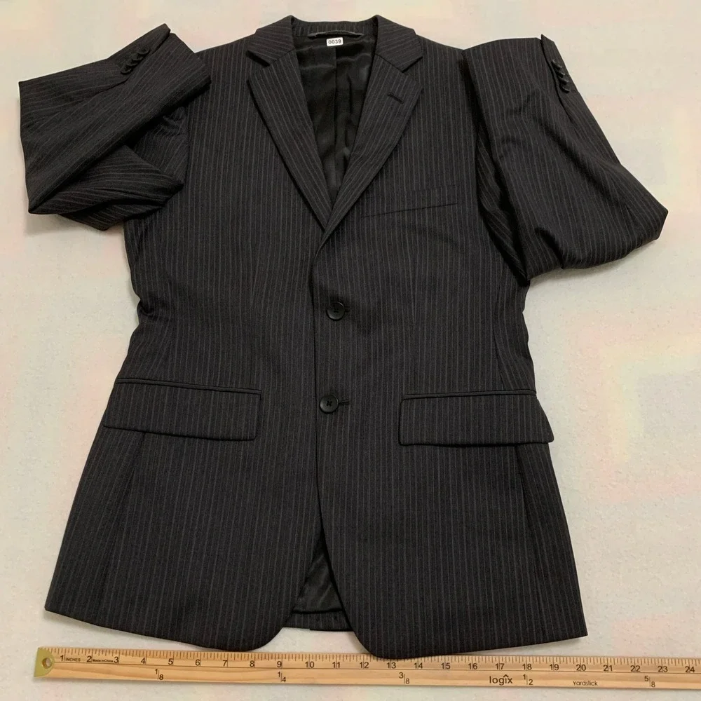 Perry Ellis Portfolio Men's‎ 36S Pinstripe 2-Button Gray Wool Blazer Suit Jacket
